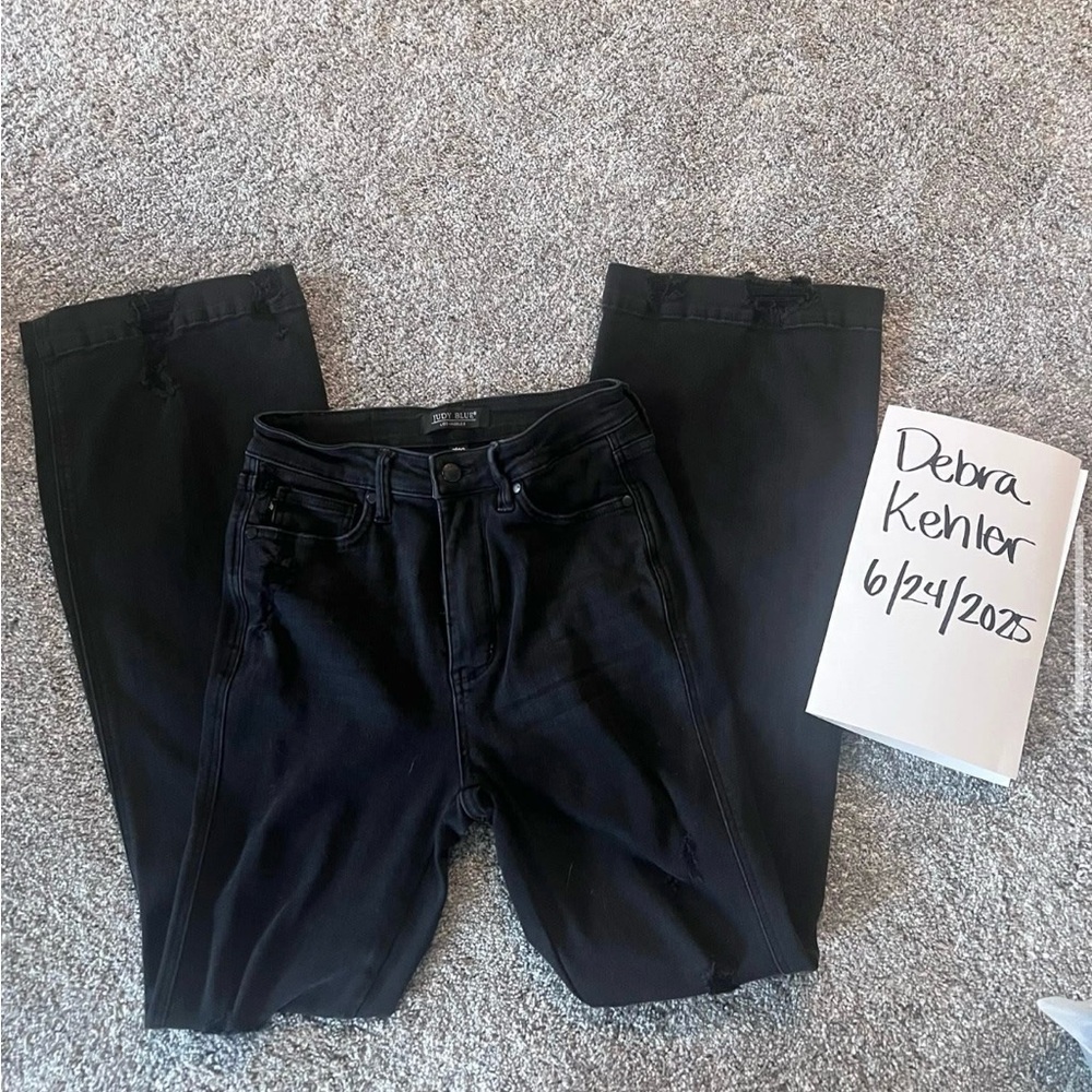 Black Judy Blue distressed flares 7/28